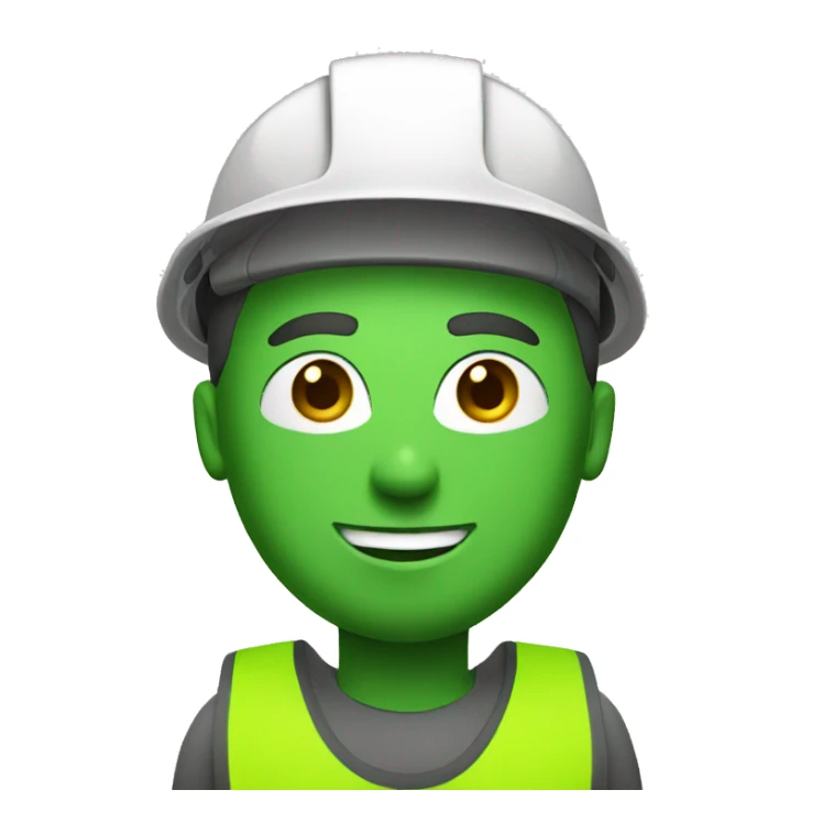 white man with construction helmet green as if ready to work sticker