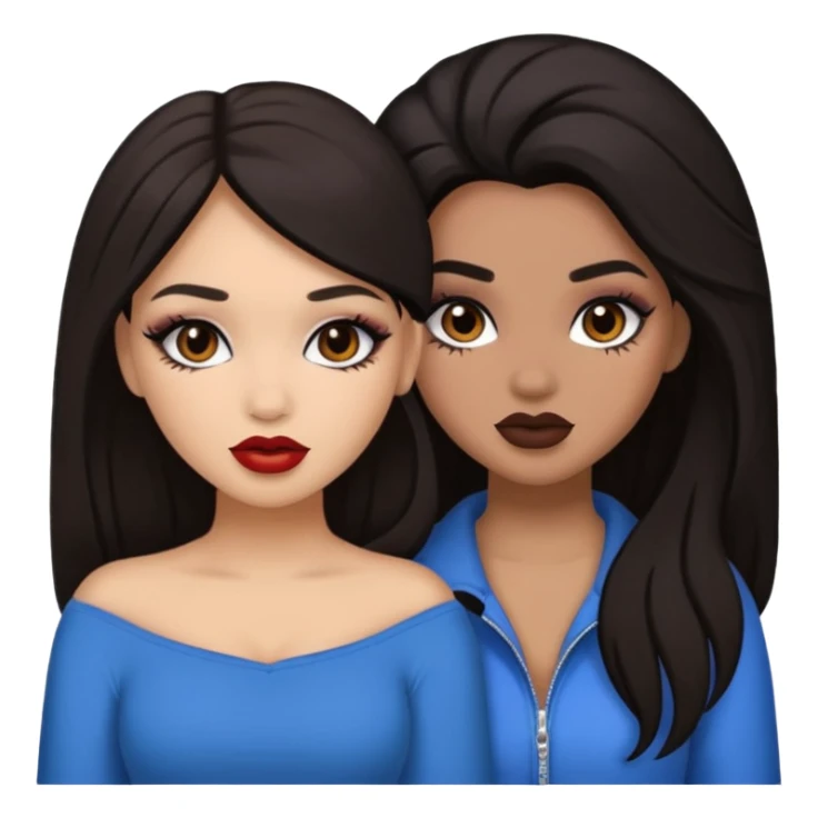 Boujy baddie best friends, trendy heavy makeup both dark hair one light skinned and one light brown  sticker