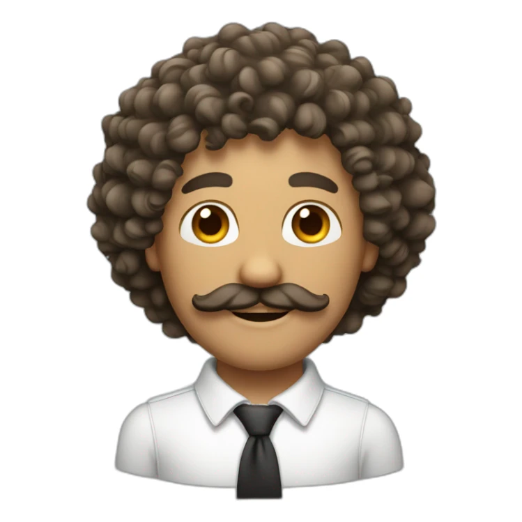 A curly hair man with moustache sticker