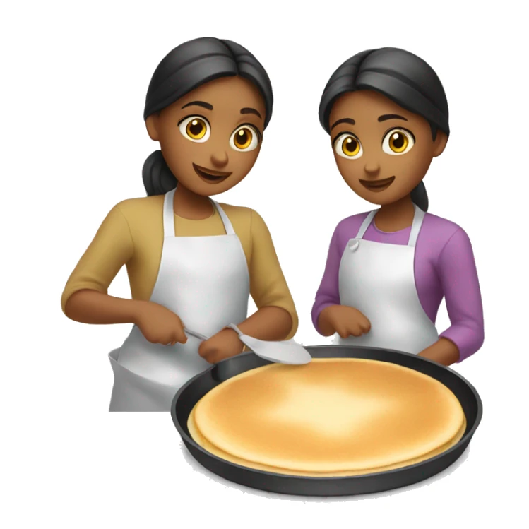 2 girls baking pancakes on a pan sticker