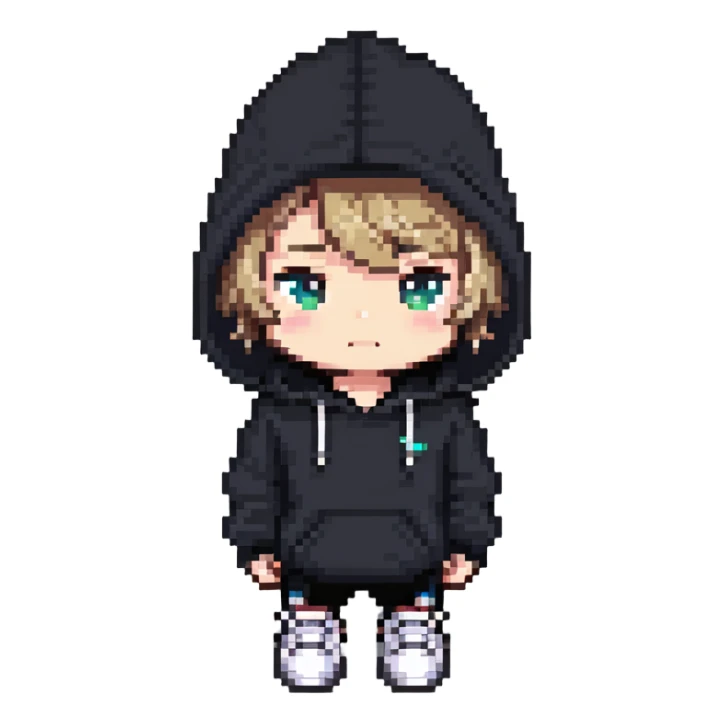 chibi male in hoodie and sneakers sticker