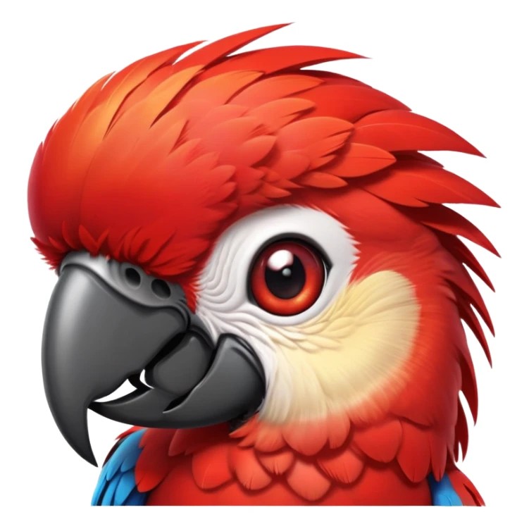 cinematic-cute-macaw-portrait-emoji,-head-tilted-playfully-and-inquisitively,-with-a-dazzling-red-plumage-and-round,-sparkling-eyes-filled-with-charm,-simplified-yet-irresistibly-adorable-features,-highly-detailed sticker