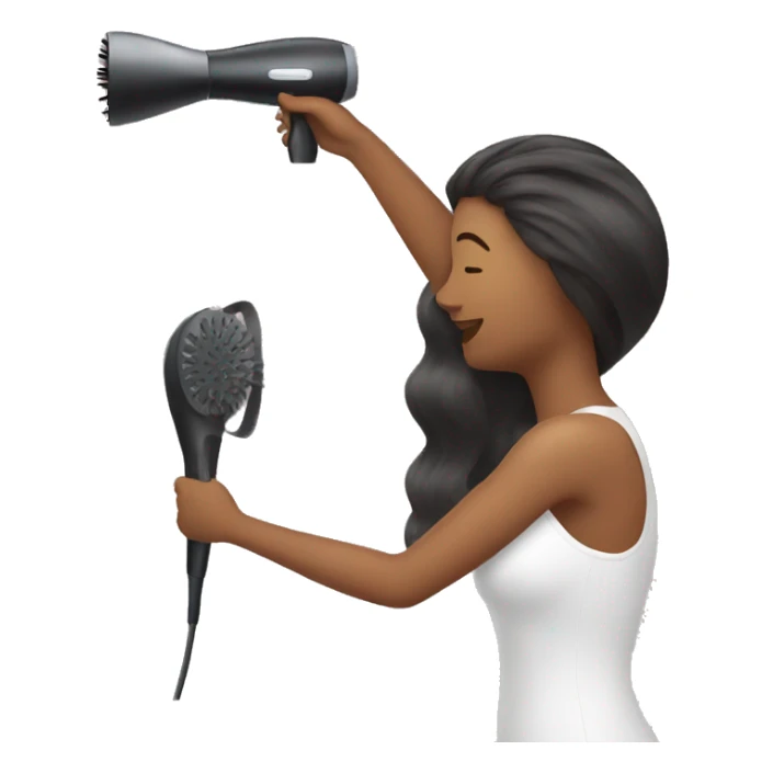 Woman blow drying her long hair sticker