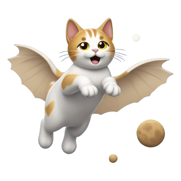 The cat is flying on the moon sticker