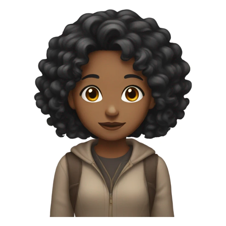 girl with long black curly hair and brown skin  sticker