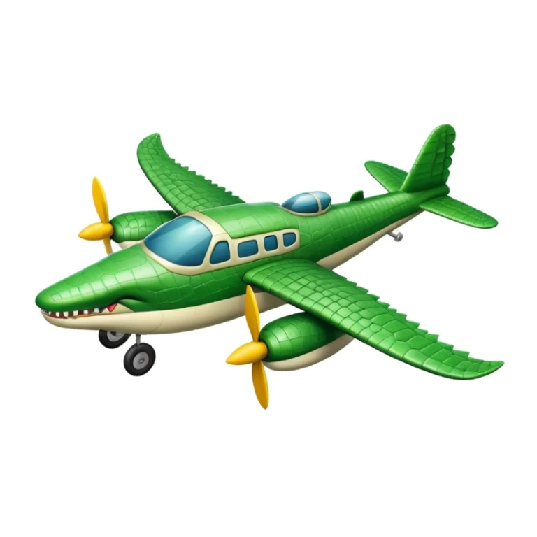 Hace una emoji de un cocodrilo que sea un avion sticker