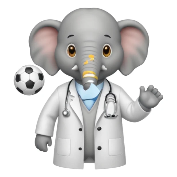 Soccer playing elephant which wears doctor's white coat. sticker