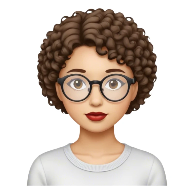 Mulher de cabelo curto encaracolado e óculos redondo sticker