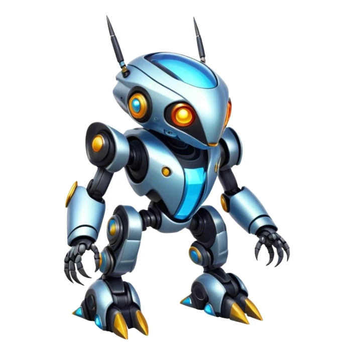 Shiny Epic Edgy Cool Colorful Vibrant Modern Futuristic Robot-Vernid-Protogen-creature-animal, full body  sticker