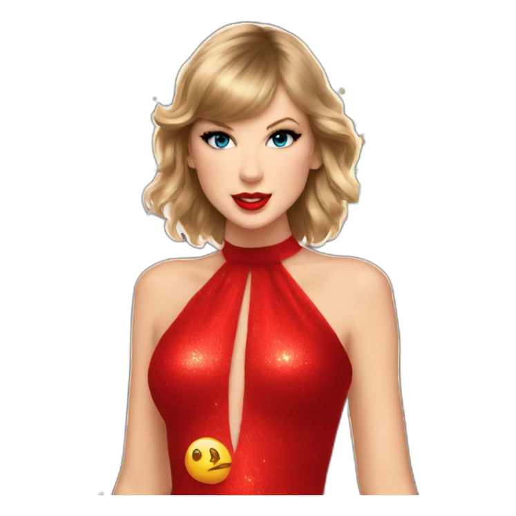 Taylor swift in red dress around sparkles sticker
