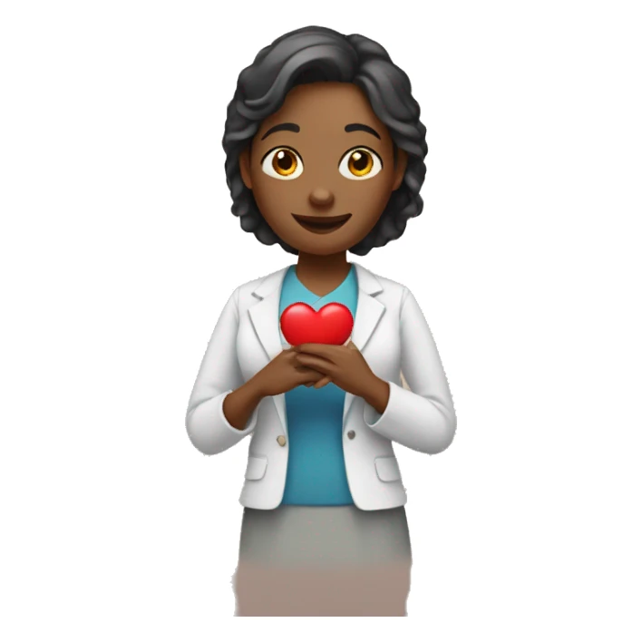A female teacher holds a heart in her hands sticker
