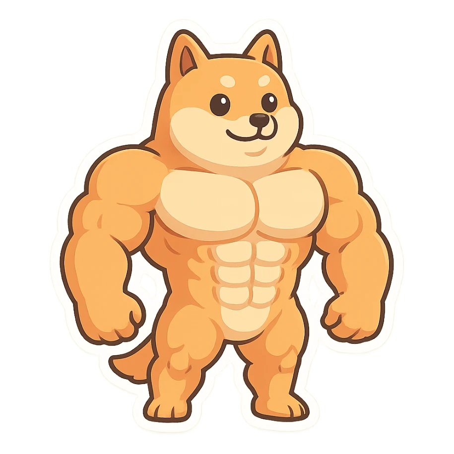 Abstract expression, a Shiba Inu has eight abdominal muscles and a strong body sticker