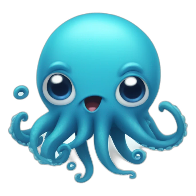 cute blue kraken with adorable face being shocked sticker