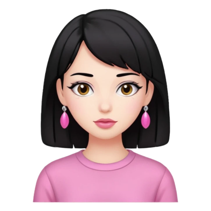 black hair pink clothes coquette vibes sticker