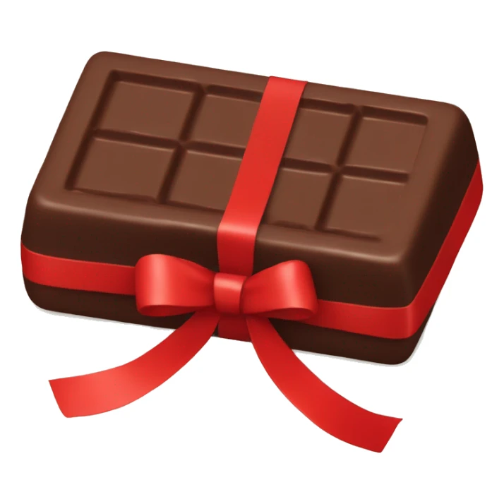 Bar of chocolate with a red ribbon sticker