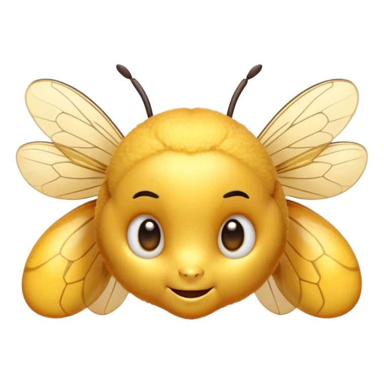 Cinematic Cute Bee Portrait Emoji, Head tilted playfully and inquisitively, featuring a delightfully small, fuzzy body with bright, shimmering eyes and adorable, delicate wings, Simplified yet irresistibly adorable features, highly detailed, glowing with a warm, inviting glow, high shine, affectionate and lively, stylized with a touch of whimsical honeyed charm, soft glowing outline, capturing the essence of a mischievous bee that seems as if it could buzz out of the screen into your arms! sticker
