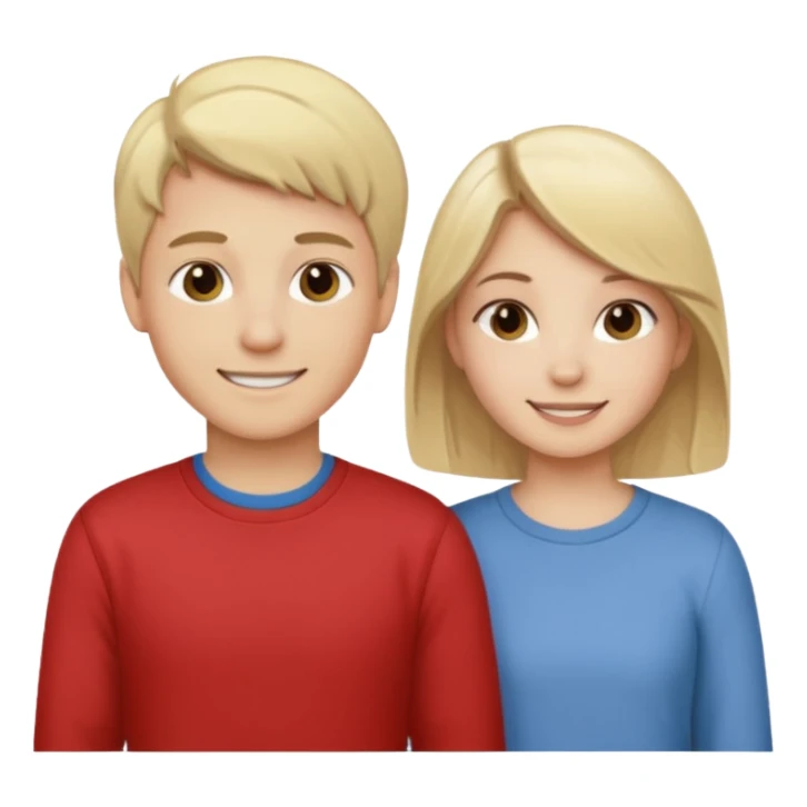 blonde boy smiling with pale brunette girl sticker