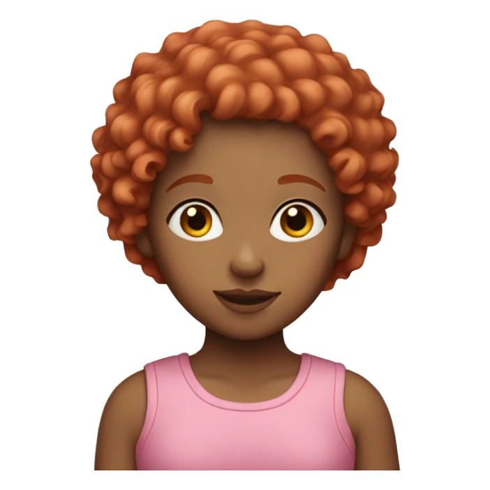 girl with red curly hair wearing a pink top sticker
