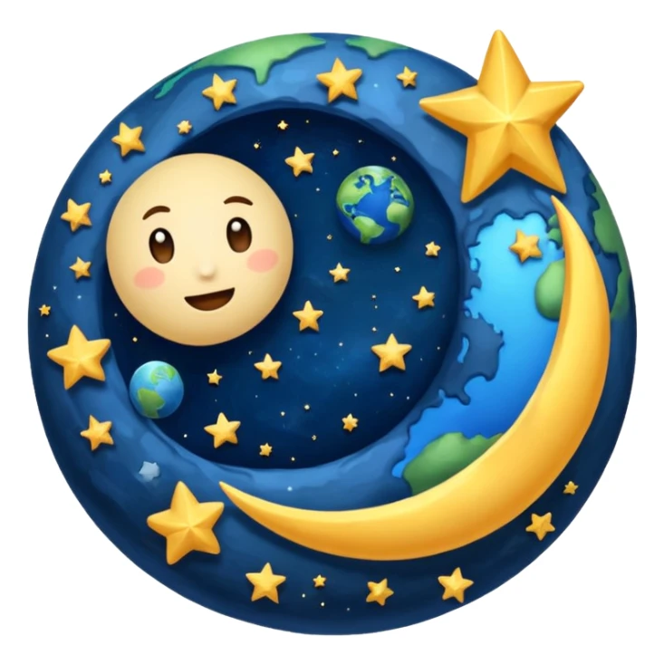 earth and the moon add stars sticker