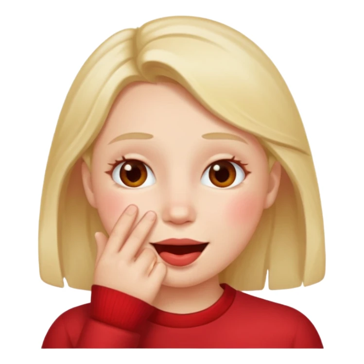 Hand over mouth with blushed cheeks more redness on cheek and smiling  more more redness  sticker