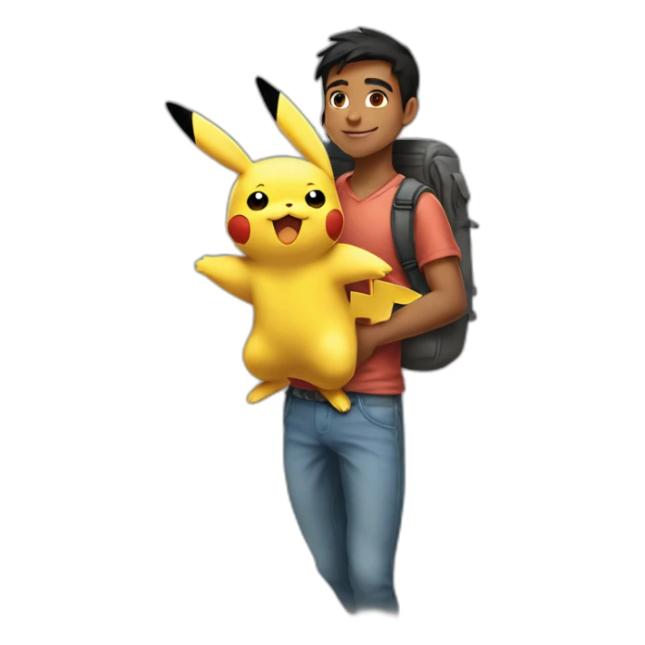 indian teen carrying pikachu on shoulder sticker