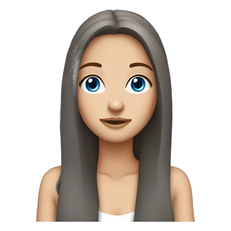 Brunette girl pretty blue eyes long hair sticker