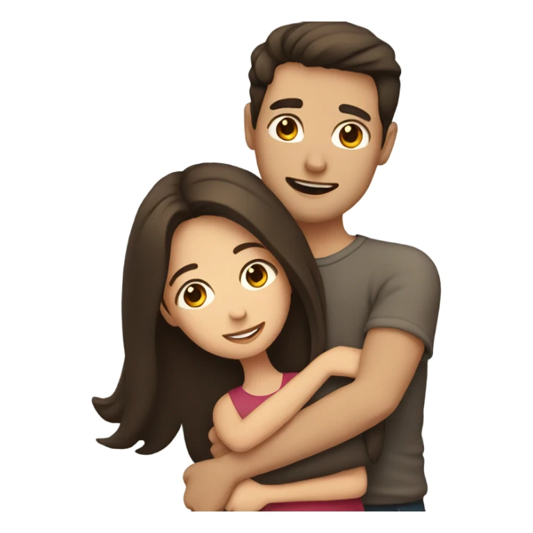 Man with dark brown hair hugging girlfriend with brown hair  sticker