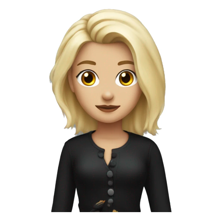 Blondie with brown eyes in black outfit with crow on the shoulder sticker