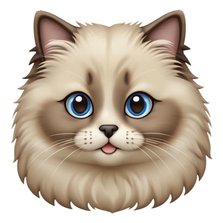 cinematic-adorable-fluffy-brown-seal-ragdoll-cat-portrait-emoji,-head-tilted-cutely-with-big,-sparkling-blue-eyes,-soft-brown-seal-colored-fur-with-darker-points-on-the-ears,-face,-and-paws,-simplified-yet-irresistibly-adorable-features, sticker