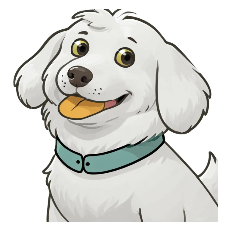White fluffy dog wearing duck costume  sticker