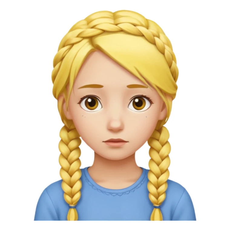 sarı saçlı örgülü düşünen bir kız  sticker