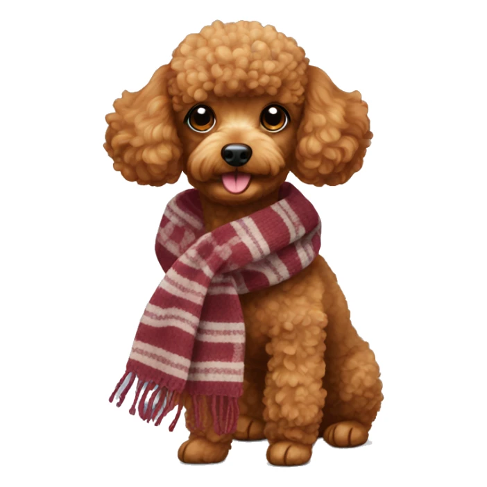 red toy poodle in a scarf sticker