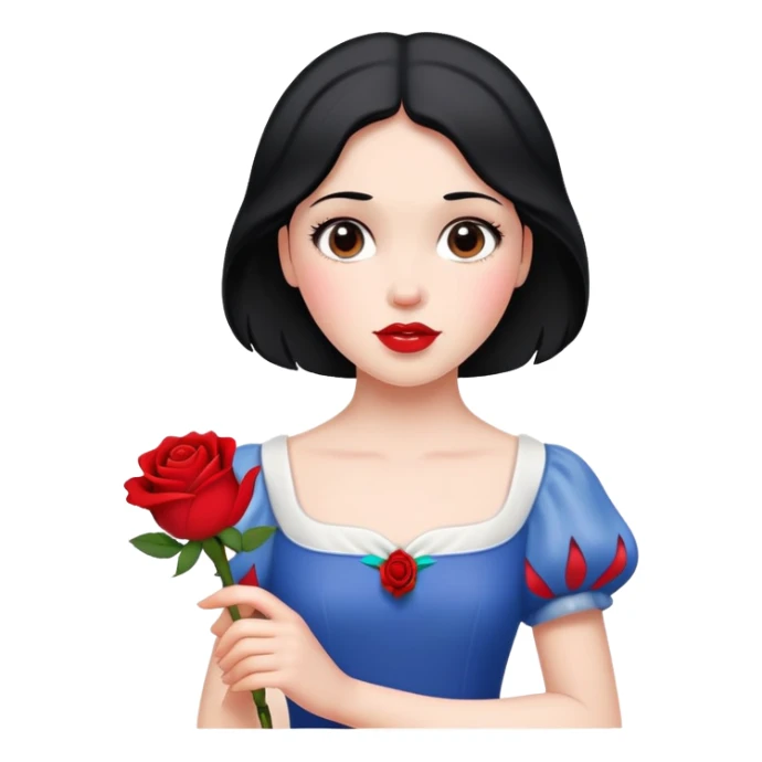 Snow White princess holding a red rose sticker