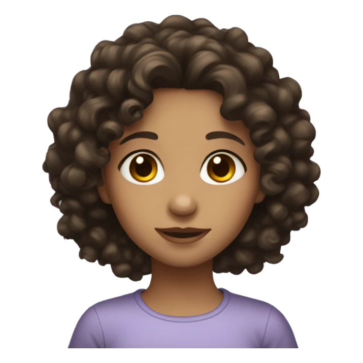 Girl with dark brown curly hair and hazel eyes sticker