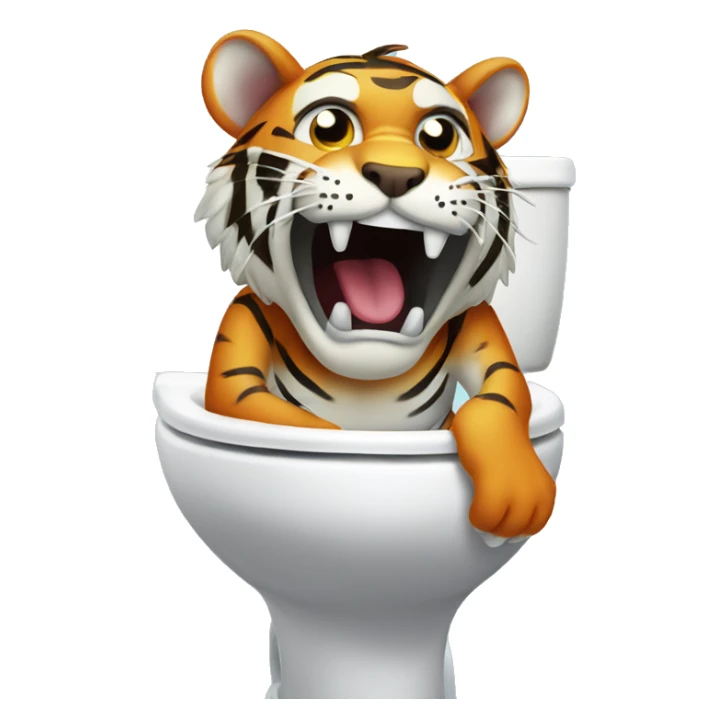 Tiger head coming out of a toilet sticker