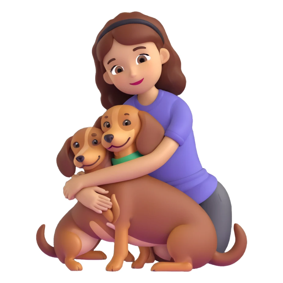 girl hugging dachshund sticker