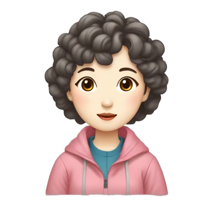 korean ajumma with permed hair wearing outdoor clothes sticker