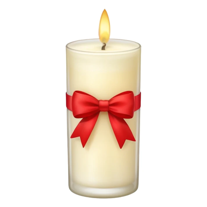 Soft vanilla long glass candle, with little red bow sticker
