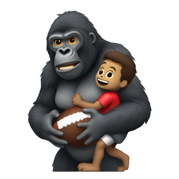 A small football human being held by a gorilla  sticker