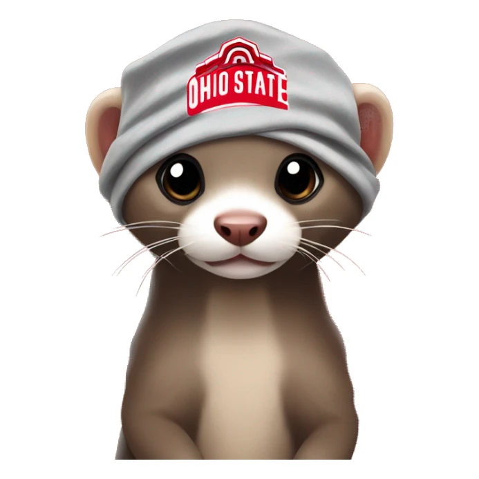 Ferret wearing an Ohio state bandana around its neck sticker