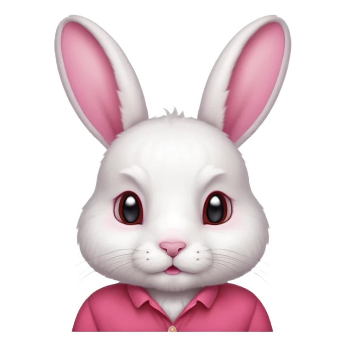 white bunny, pet lover, red shirt. sticker