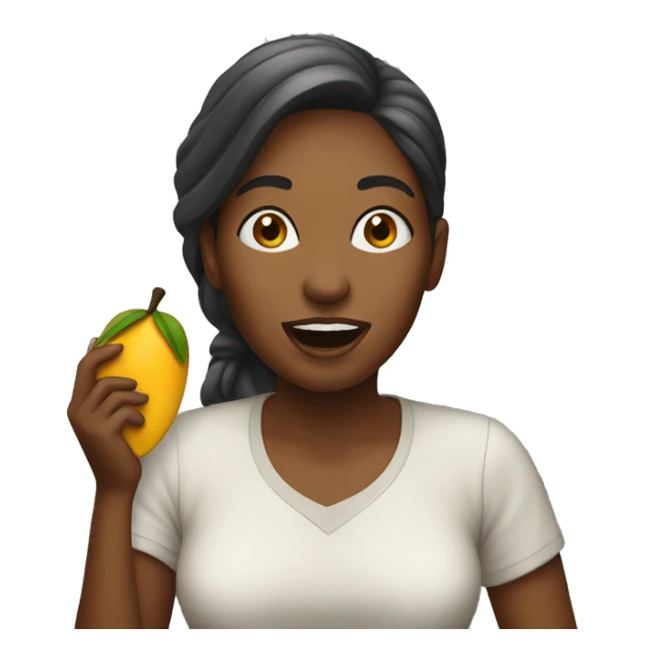 Woman eating mango sticker
