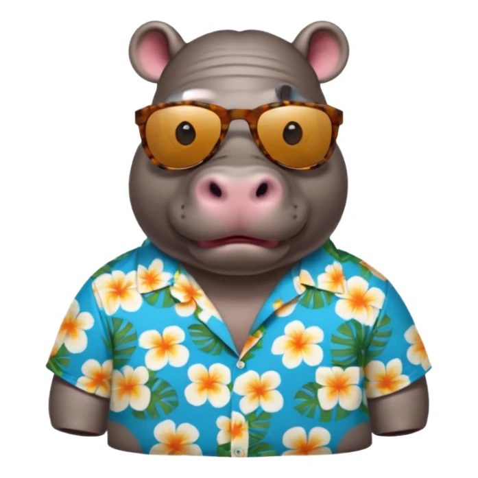 hippo with aloha shirt wearing sunglasses sticker