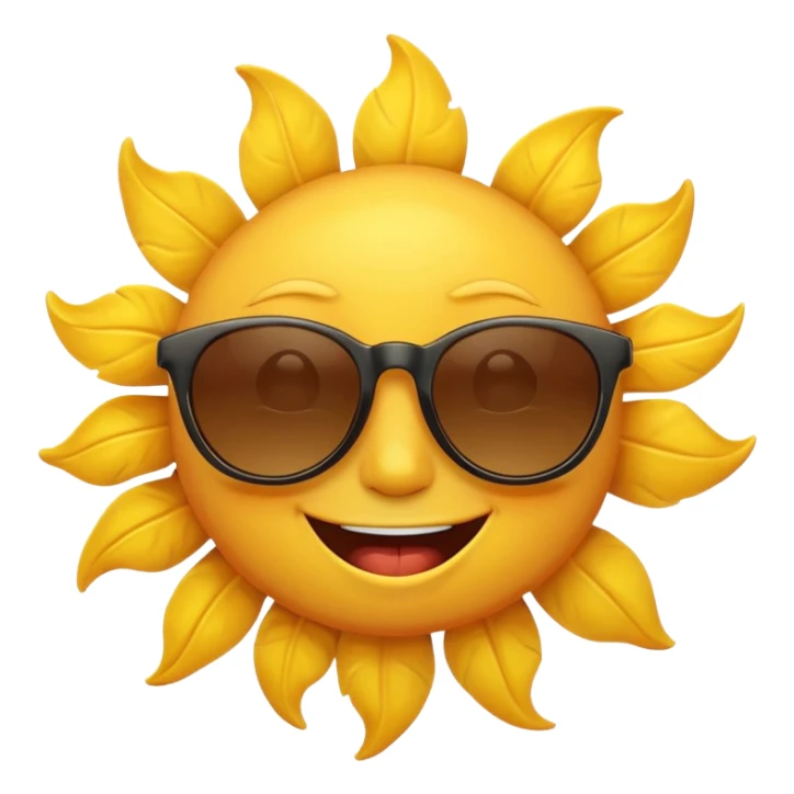 A happy sun emoji with sunglasses. sticker