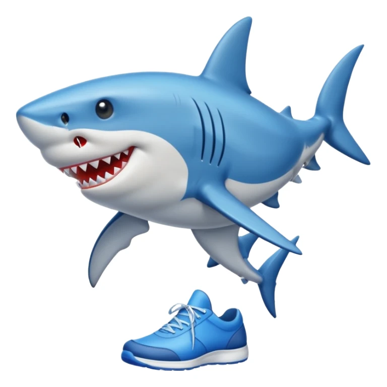 Shark with legs wearing blue shoes sticker