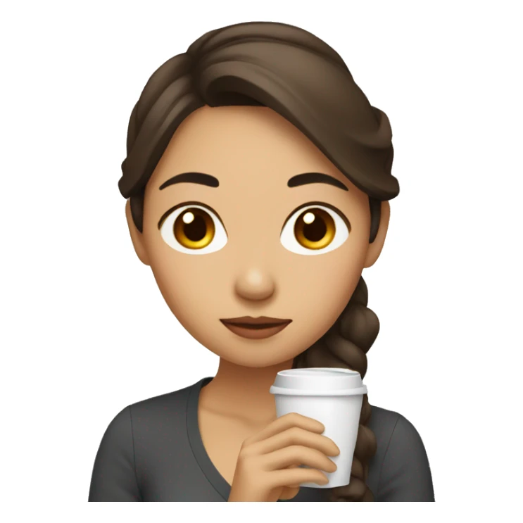 Asian American woman brown hair drinking coffee sticker