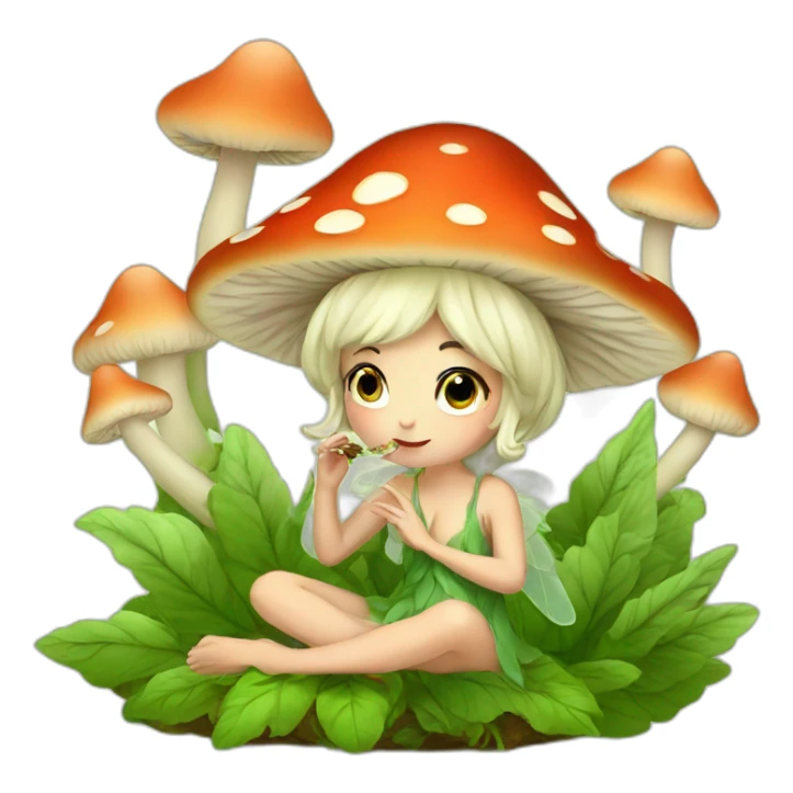 cute mushroom fairy smoking herbs sticker