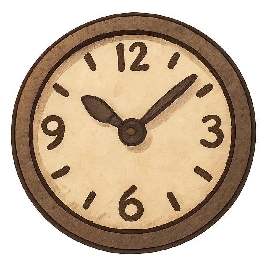 bold icon of a clock in ghibli style sticker