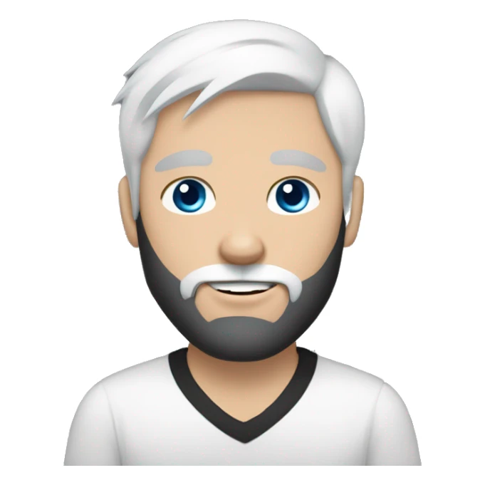 A white guy with a black earing and black short hair and black beard and holding a all white Siberian cat with blue eyes  sticker