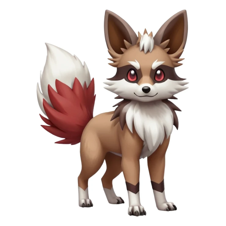 zigzagoon-Eevee-Lycanroc-linoone-furret-Fakémon-hybrid-creature (full body)  sticker